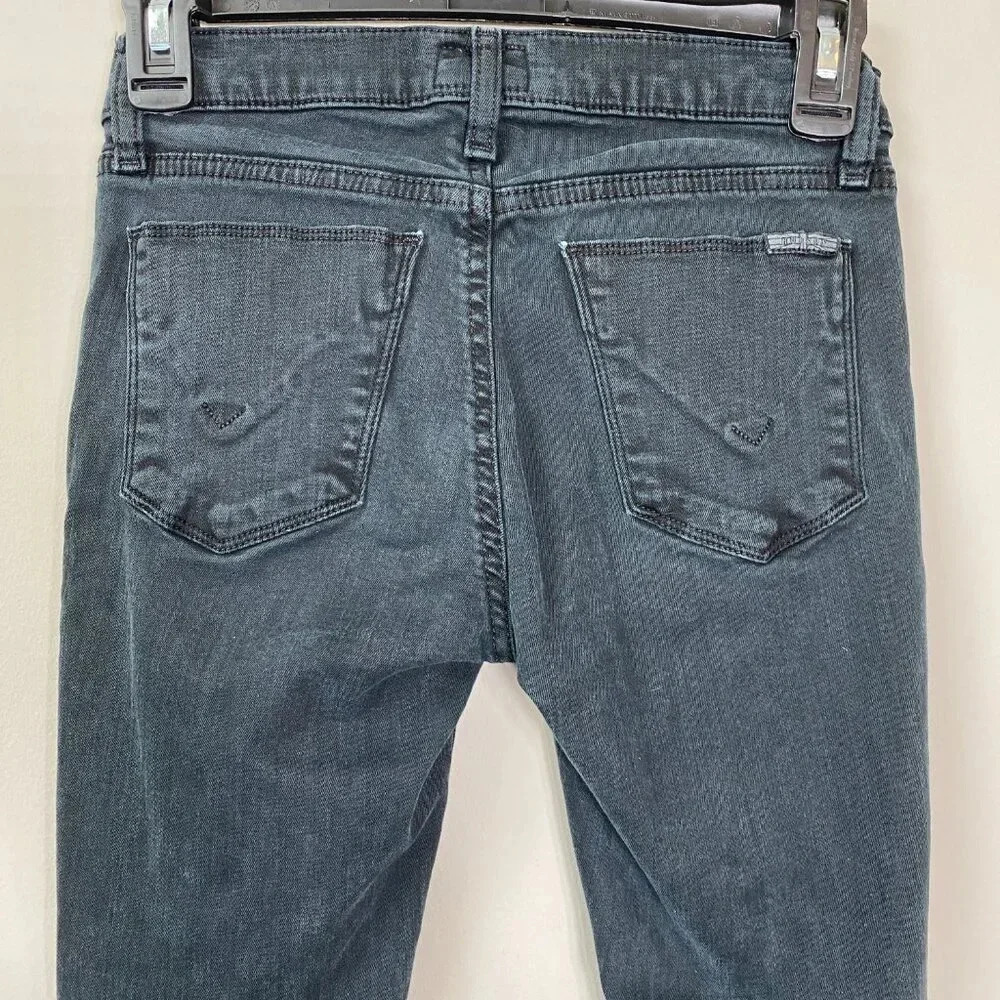 Hudson Womens 25 Krista Low-Rise Super Skinny Ankle Distressed Denim Jeans Black - Picture 12 of 16